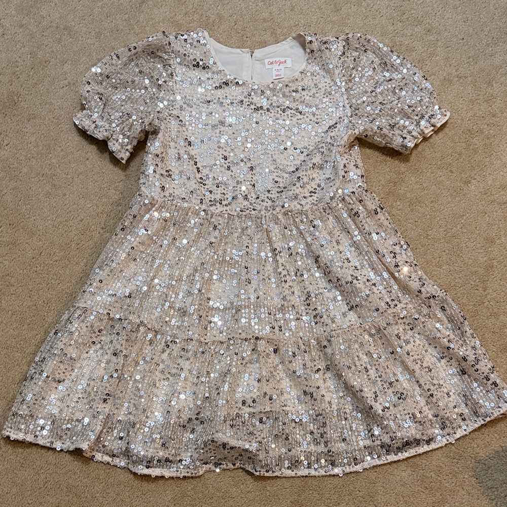 Cat & Jack Glittery Silver and Champagne Dress